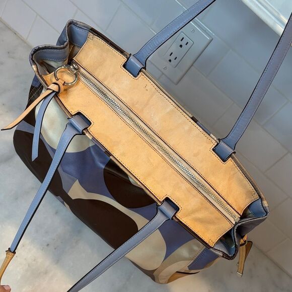 Coach Bag Purse Handbag Charlie Chelsea Sateen Scarf Print Colorful Tote Bag - Picture 12 of 16